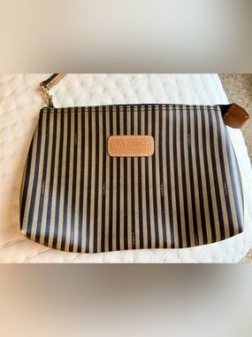 Vintage Fendi stripe large clutch wristlet pouch bag